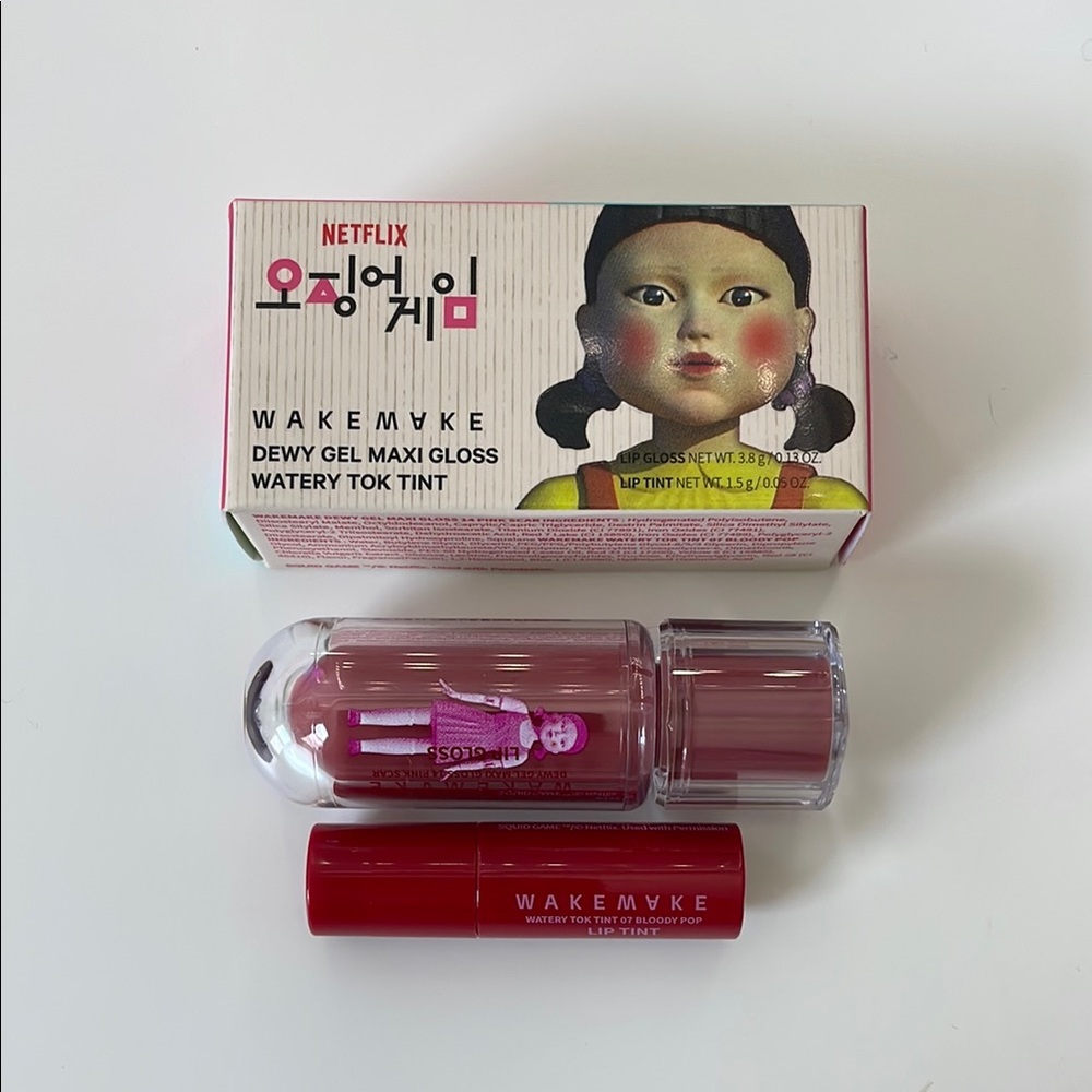 Wakemake- Dewy Gel Maxi Gloss & Watery Tok Tint Set - Pink Scar 14